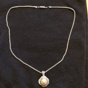 Imitation pearl silver necklace